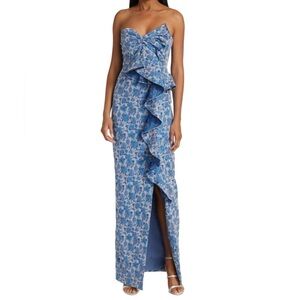 Theia Periwinkle Jacquard Dress